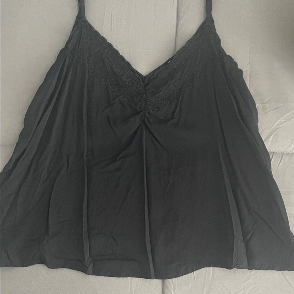 American Eagle Black Tank with eyelet details